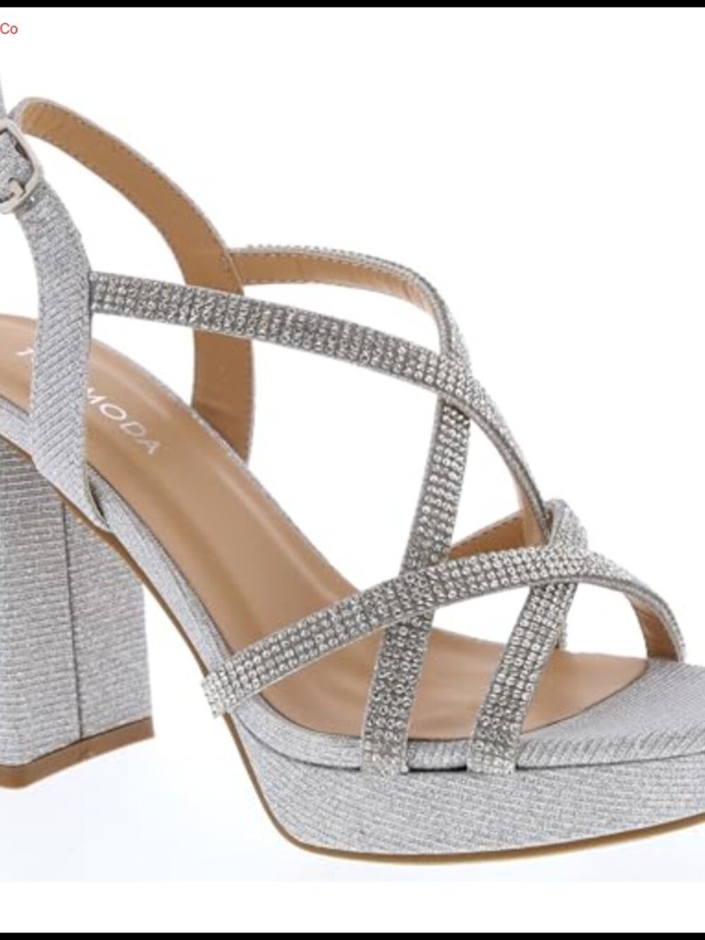 Women's Rhinestone Platform Chunky Heel Sandals Ankle Strap Open Toe